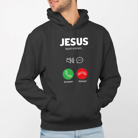 Sweat Capuche Adulte Appel de Jésus Noir