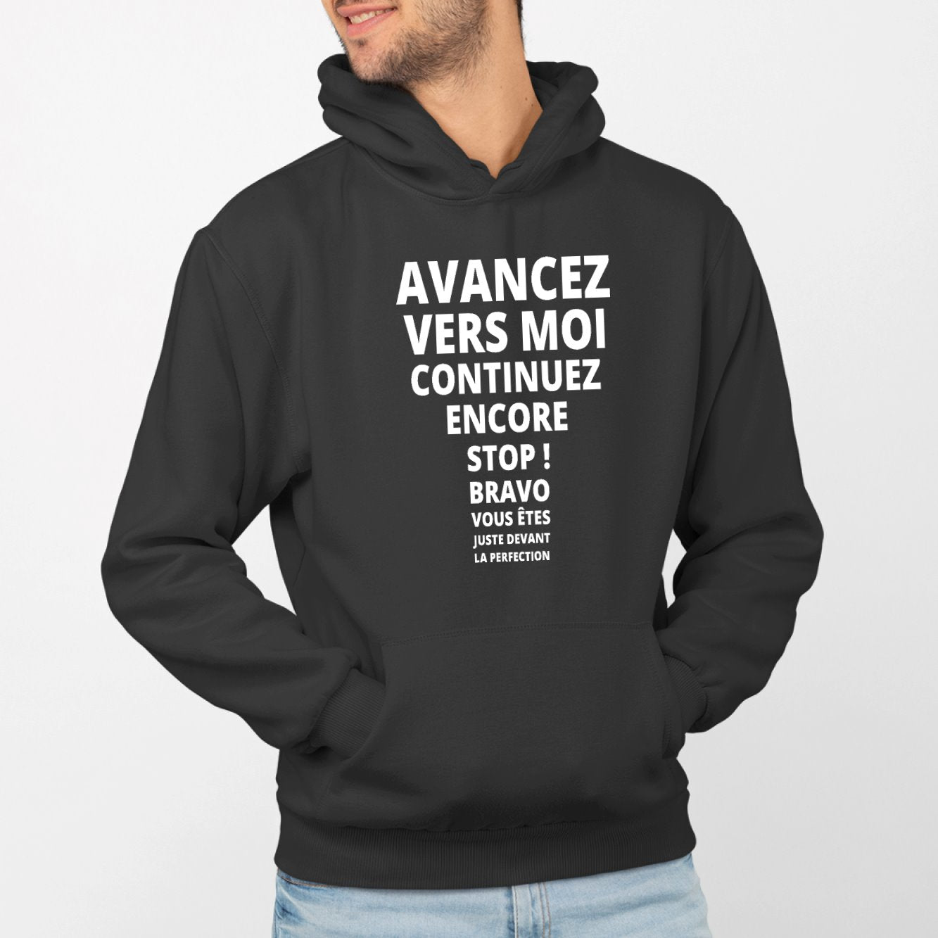 Sweat Capuche Adulte Avancez vers la perfection Noir