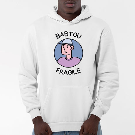 Sweat Capuche Adulte Babtou fragile Blanc