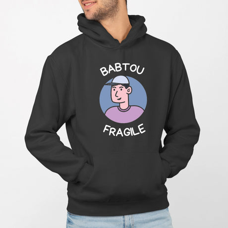 Sweat Capuche Adulte Babtou fragile Noir