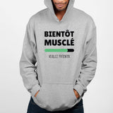 Sweat Capuche Adulte Bientôt musclé Gris