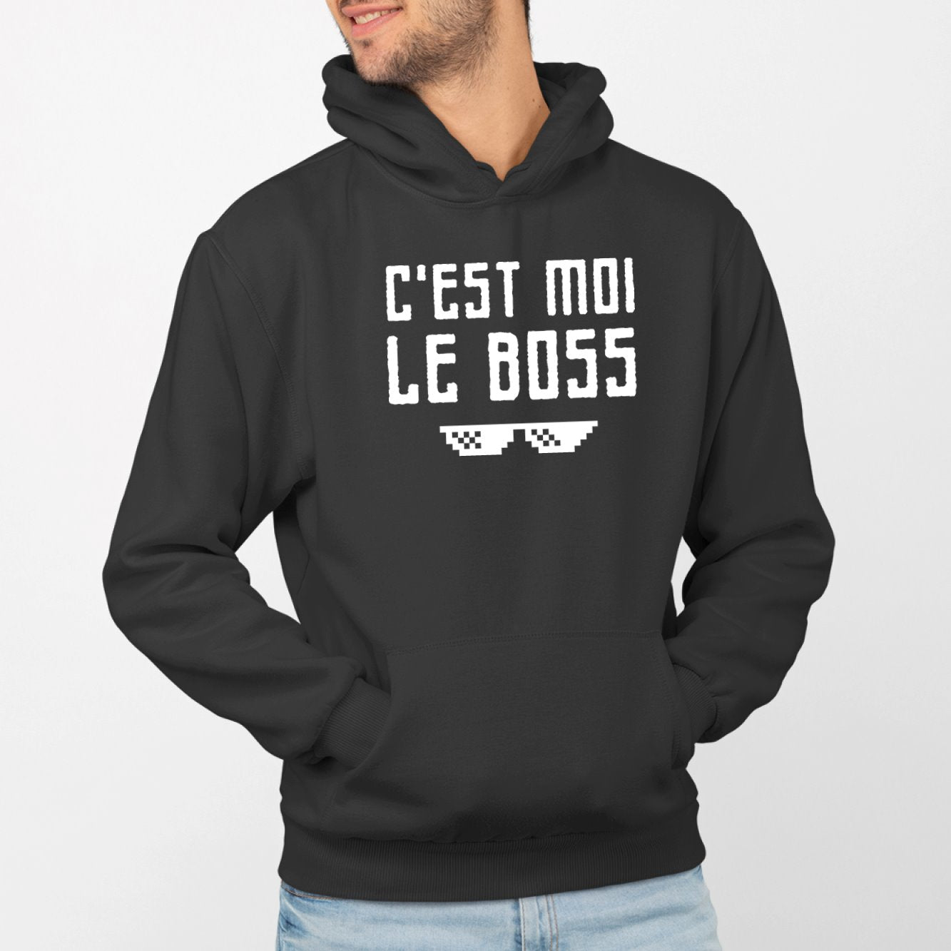 Sweat Capuche Adulte C'est moi le boss Noir