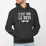 Sweat Capuche Adulte C'est moi le boss Noir