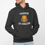 Sweat Capuche Adulte Chasseur de sanglier Noir