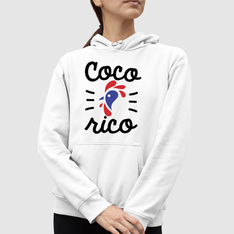 Sweat Capuche Adulte Cocorico Blanc