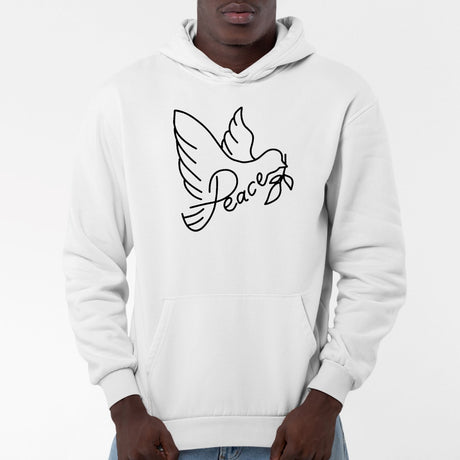 Sweat Capuche Adulte Colombe de la paix Blanc