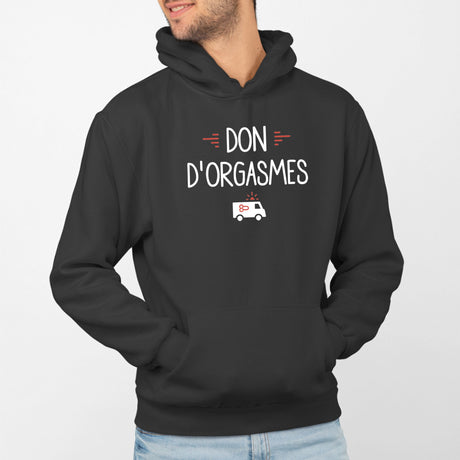 Sweat Capuche Adulte Don d'orgasmes Noir