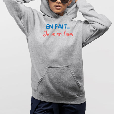 Sweat Capuche Adulte En fait je m'en fous Gris