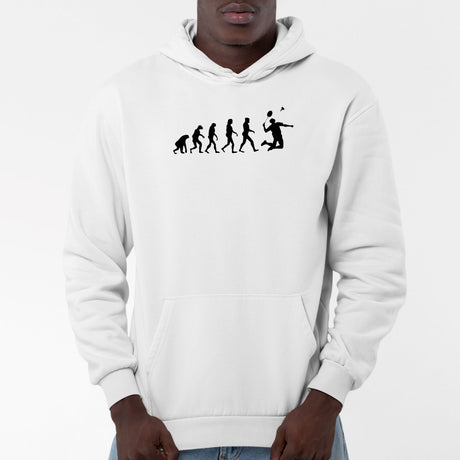 Sweat Capuche Adulte Évolution badminton Blanc