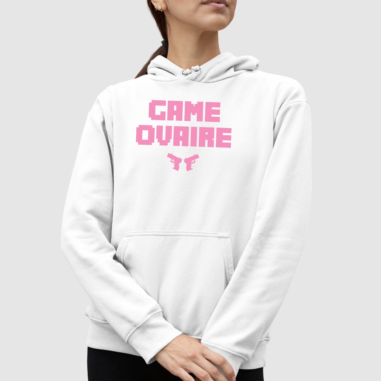 Sweat Capuche Adulte Game ovaire Blanc