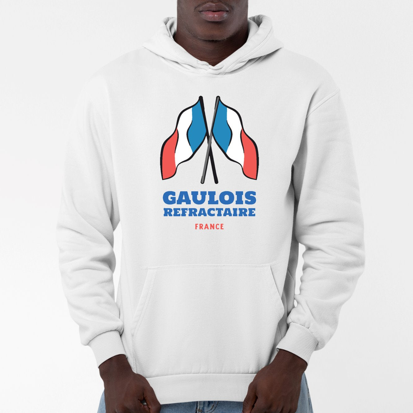 Sweat Capuche Adulte Gaulois réfractaire Blanc