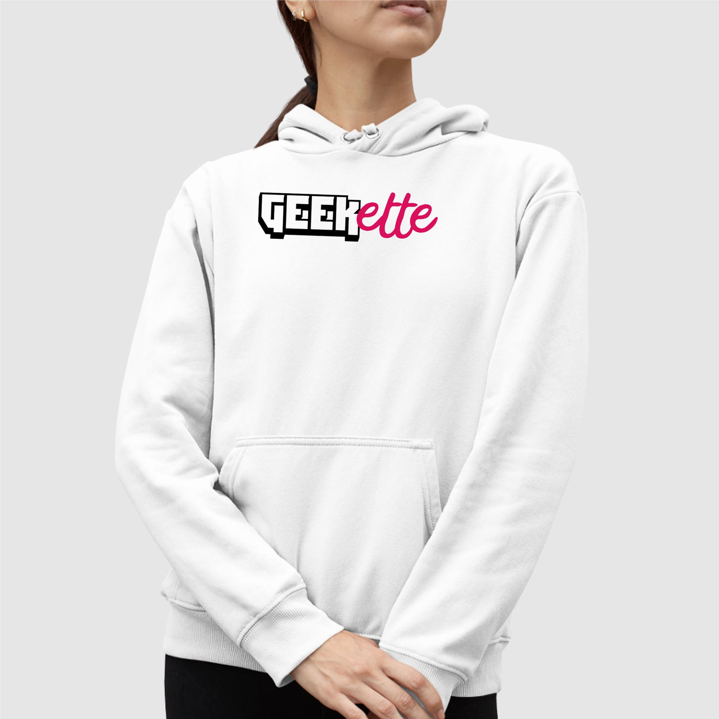 Sweat Capuche Adulte Geekette Blanc