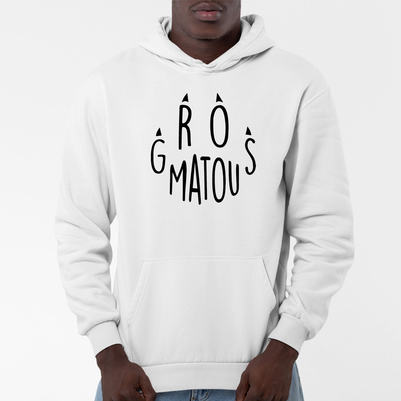 Sweat Capuche Adulte Gros matou Blanc