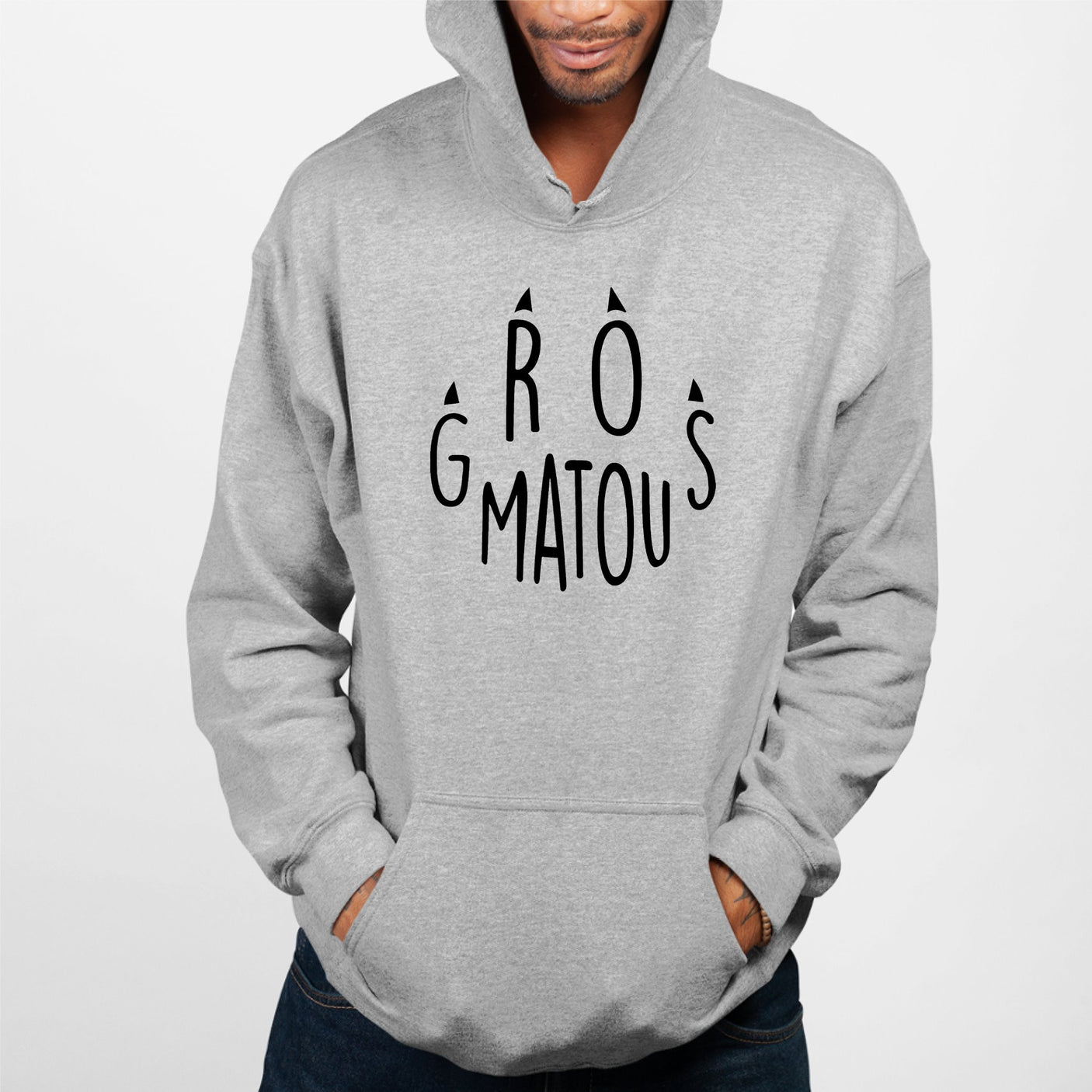 Sweat Capuche Adulte Gros matou Gris