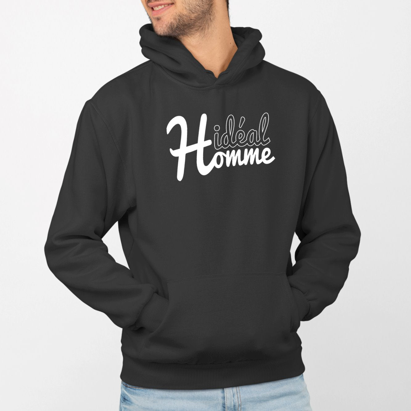 Sweat Capuche Adulte Homme idéal Noir