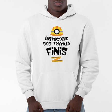 Sweat Capuche Adulte Inspecteur des travaux finis Blanc