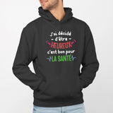 Sweat Capuche Adulte J'ai décidé d'être heureux Noir