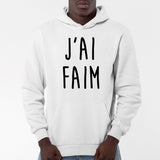 Sweat Capuche Adulte J'ai faim Blanc