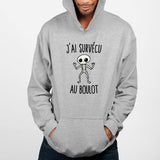 Sweat Capuche Adulte J'ai survécu au boulot Gris