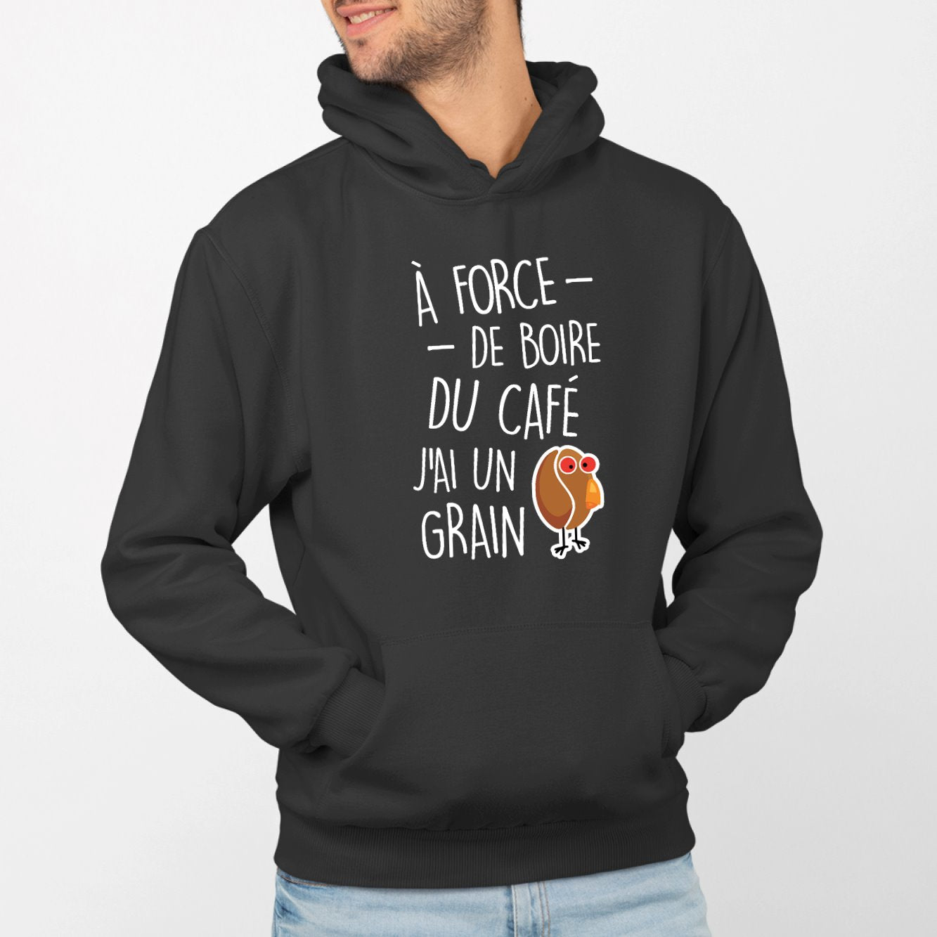 Sweat Capuche Adulte J'ai un grain de café Noir