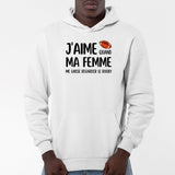 Sweat Capuche Adulte J'aime quand ma femme me laisse regarder le rugby Blanc