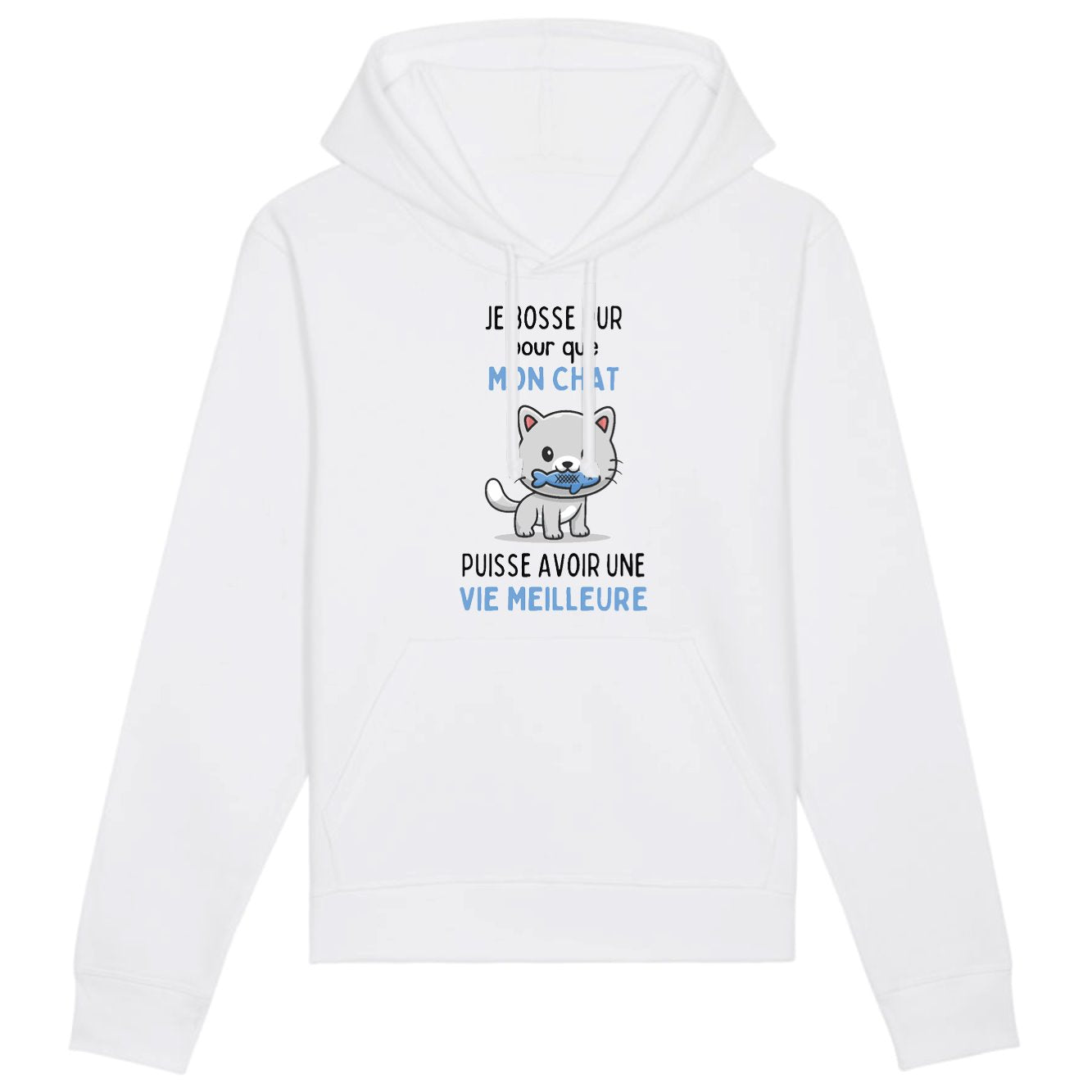 Sweat Capuche Adulte Je bosse dur pour mon chat 
