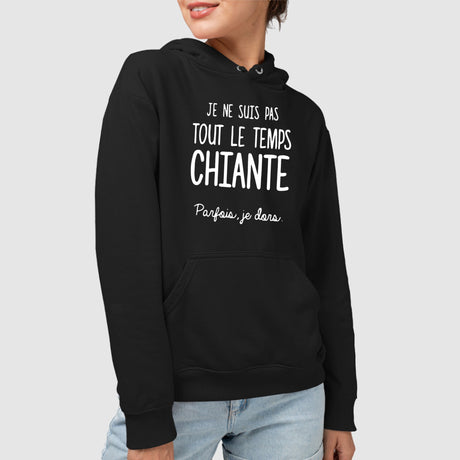 Sweat Capuche Adulte Je ne suis pas chiante Noir