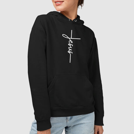 Sweat Capuche Adulte Jesus Noir