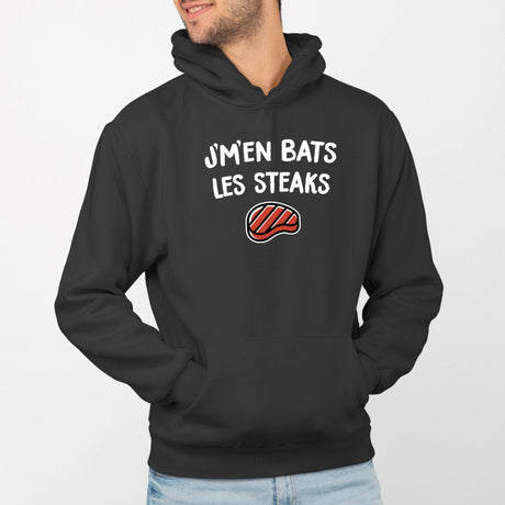 Sweat Capuche Adulte J'm'en bats les steaks Noir