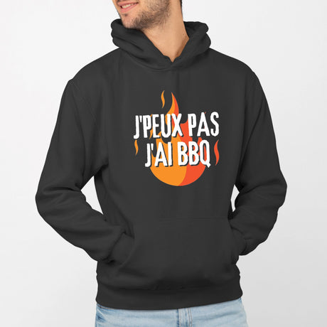 Sweat Capuche Adulte J'peux pas j'ai barbecue Noir