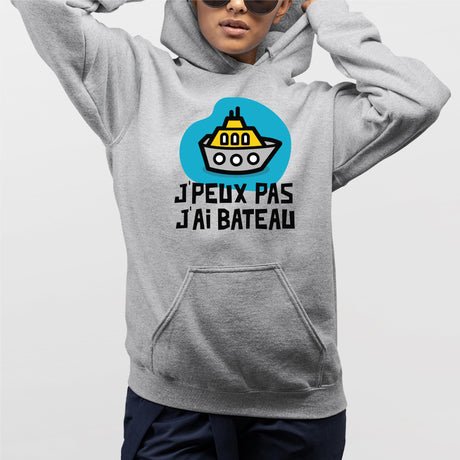 Sweat Capuche Adulte J'peux pas j'ai bateau Gris