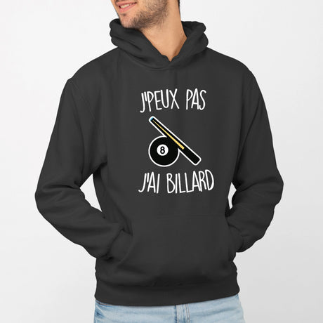 Sweat Capuche Adulte J'peux pas j'ai billard Noir