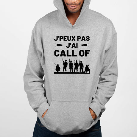 Sweat Capuche Adulte J'peux pas j'ai call of Gris