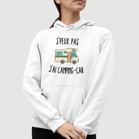 Sweat Capuche Adulte J'peux pas j'ai camping-car Blanc