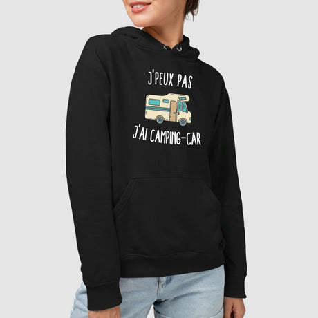 Sweat Capuche Adulte J'peux pas j'ai camping-car Noir