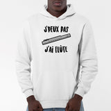 Sweat Capuche Adulte J'peux pas j'ai flûte Blanc