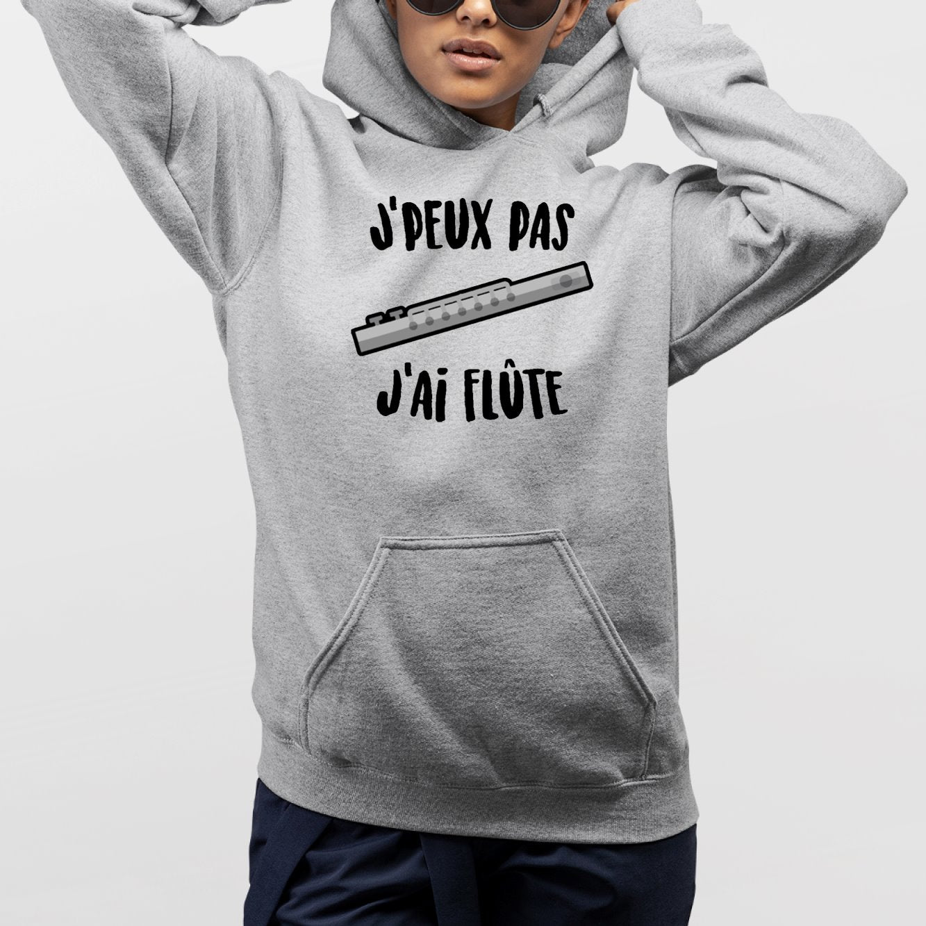 Sweat Capuche Adulte J'peux pas j'ai flûte Gris