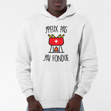 Sweat Capuche Adulte J'peux pas j'ai fondue Blanc