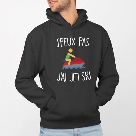 Sweat Capuche Adulte J'peux pas j'ai jet ski Noir