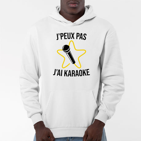 Sweat Capuche Adulte J'peux pas j'ai karaoke Blanc