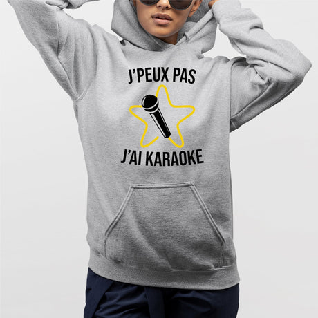 Sweat Capuche Adulte J'peux pas j'ai karaoke Gris