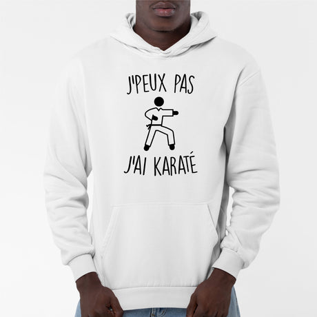 Sweat Capuche Adulte J'peux pas j'ai karaté Blanc