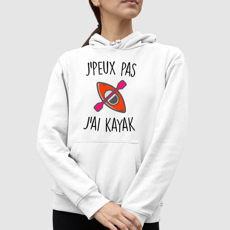 Sweat Capuche Adulte J'peux pas j'ai kayak Blanc