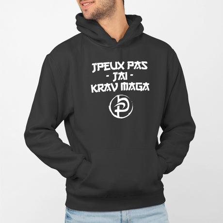 Sweat Capuche Adulte J'peux pas j'ai krav maga Noir