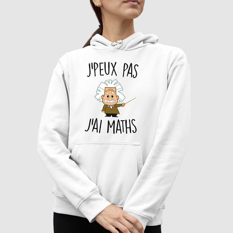 Sweat Capuche Adulte J'peux pas j'ai maths Blanc