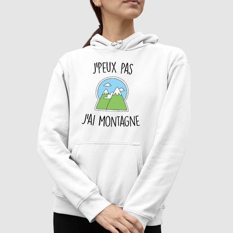 Sweat Capuche Adulte J'peux pas j'ai montagne Blanc