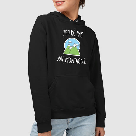 Sweat Capuche Adulte J'peux pas j'ai montagne Noir