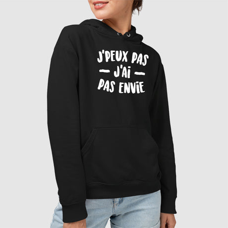 Sweat Capuche Adulte J'peux pas j'ai pas envie Noir