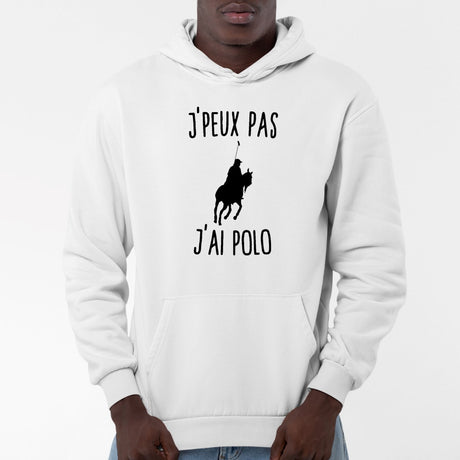 Sweat Capuche Adulte J'peux pas j'ai polo Blanc