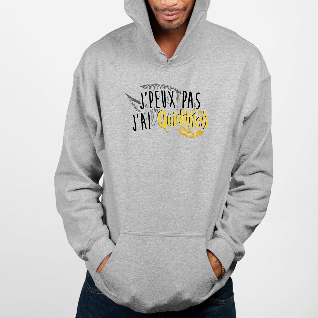 Sweat Capuche Adulte J'peux pas j'ai Quidditch Gris